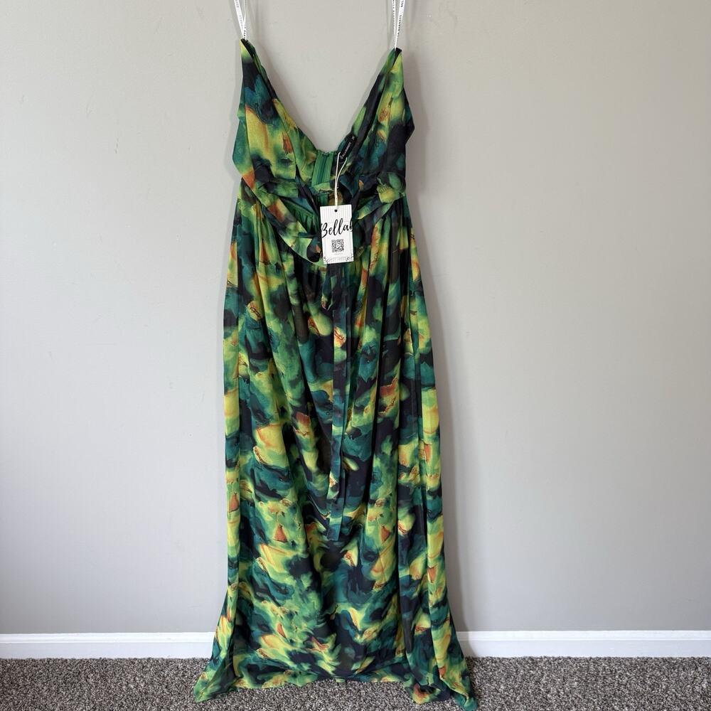 Bella Barnett Hawaiian Tropical Printed Maxi Dress Size M Green New - Picture 5 of 7